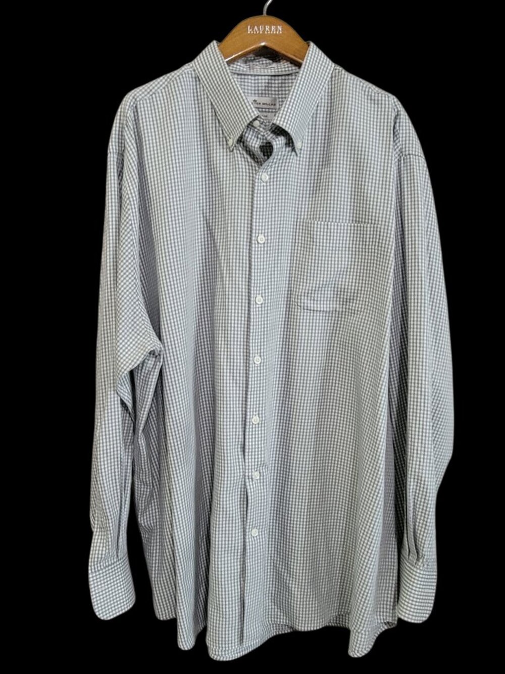 Peter Millar Crown Soft Button Down Shirt Mens XXL Gray White Gingham Business